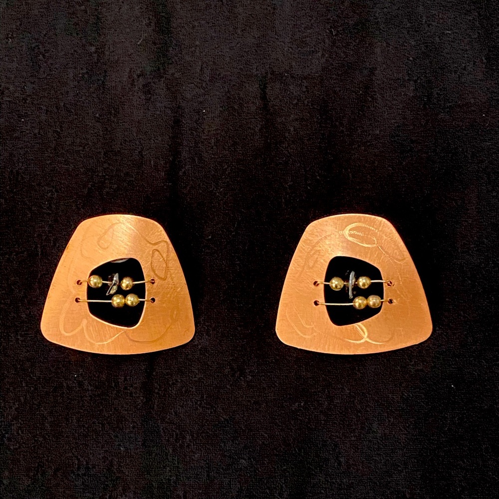 Midcentury Copper Folk Art Earrings